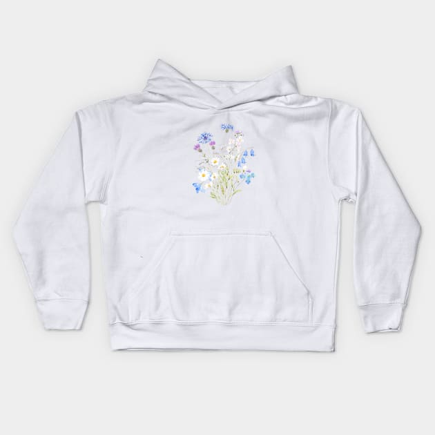 white, blue and orange wildflowers Kids Hoodie by colorandcolor